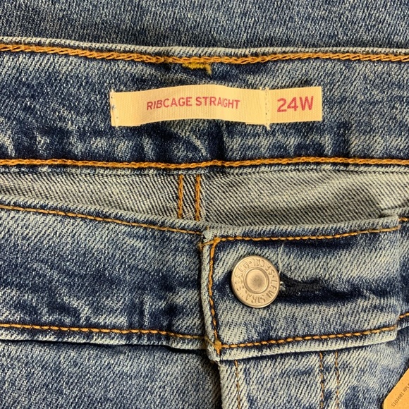 Levi’s Ribcage Straight Ankle classic wash button fly jeans Size 24W NEW - Picture 10 of 15